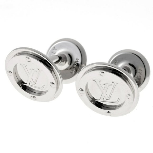 Louis Vuitton LOUIS VUITTON Cufflinks LV Circle Cuffs M68100 Metal Silver K-1...